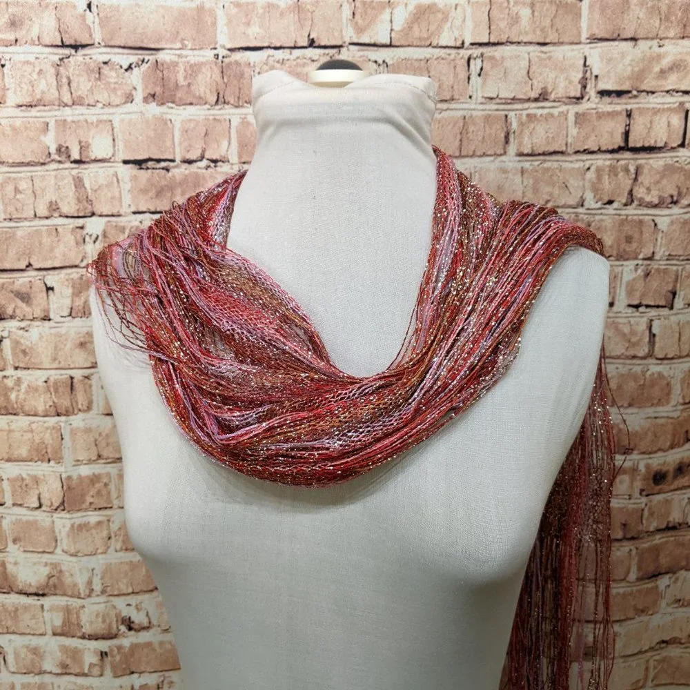Pink Shimmery Metallic Scarf 86 in Long 14 in Wide
